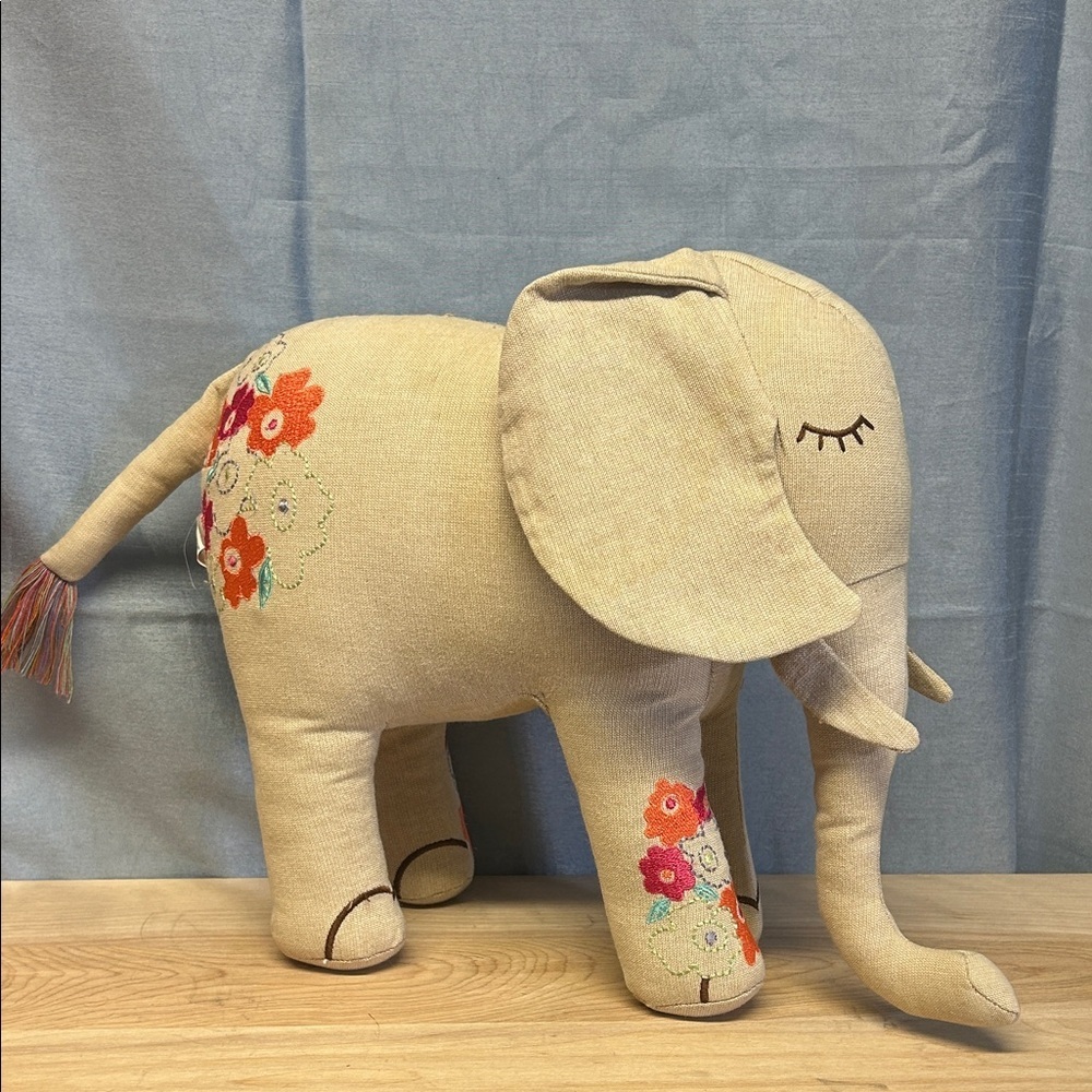 Art & Soul India Stuffed Plush Elephant Embroiderery 12x12 inches - Unique